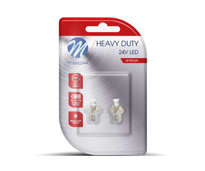 BAX 24V B8,5d 0,24W LED 1xFLUX 5mm ΛΕΥΚΟ ΔΙΑΘΛΑΣΗ BLISTER 2ΤΕΜ. M-TECH