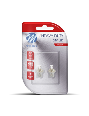 BAX 24V B8,5d 0,24W LED 1xFLUX 5mm ΛΕΥΚΟ ΔΙΑΘΛΑΣΗ BLISTER 2ΤΕΜ. M-TECH