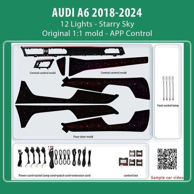 DIQ AMBIENT AUDI A6 HC-AD18M8 STARRY SKY (Digital iQ Ambient Light for Audi A6 mod. 2018-2024 with 12 Lights, Starry Sky)