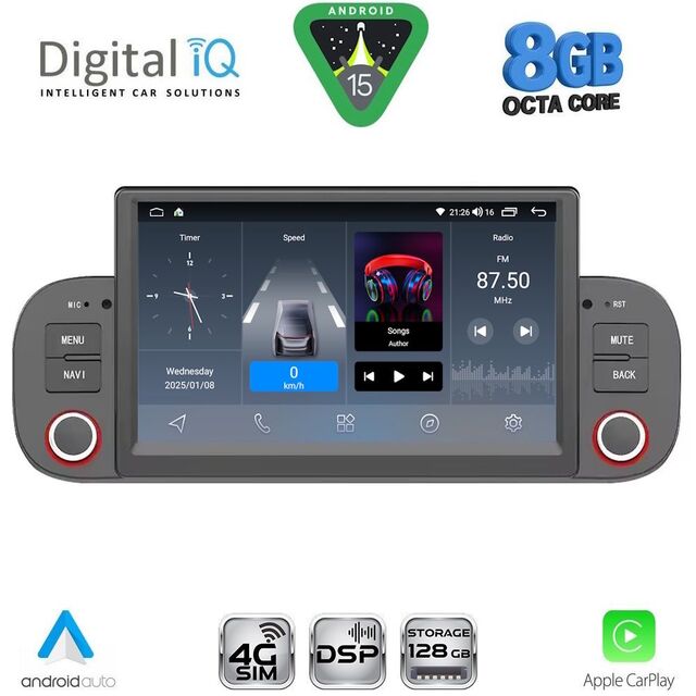 DIGITAL IQ BLM 722_CPA (7" DECK) MULTIMEDIA SYSTEM for FIAT PANDA mod. 2012-2021