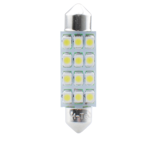 ΛΑΜΠΑΚΙΑ ΠΛΑΦΟΝΙΕΡΑΣ C5W/C10W 12V 0,96W SV8,5 41mm PREMIUM LED 12xSMD3528 ΛΕΥΚΟ 1ΤΕΜ.