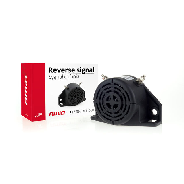 Amio - Σειρήνα Όπισθεν Βομβητής Bipper 110dB 12-36V για Δυνατή Ηχητική Προειδοποίηση Κίνησης σε Αυτοκίνητα Φορτηγά και Μηχανήματα - 1 Τεμ. (01730/AM)