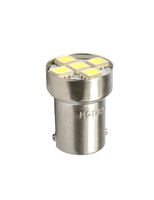 R5W/R10W 12V BA15s LED 5xSMD5050 ΛΕΥΚΟ (ΜΟΝΟΠΟΛΙΚΟ) M-TECH - 1 TEM.