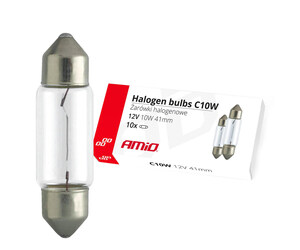Amio - ΛΑΜΠΑΚΙΑ ΠΛΑΦΟΝΙΕΡΑΣ C10W 12V 10W 41mm ΑΛΟΓΟΝΟΥ ΚΟΥΤΙ - 10 ΤΕΜ. (02557/AM)