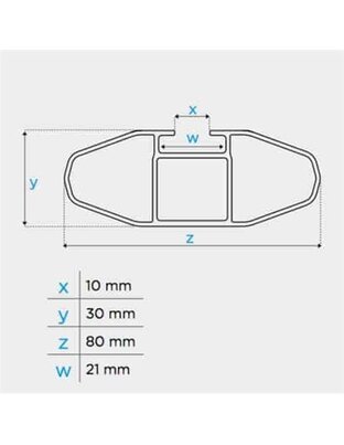 ΜΠΑΡΕΣ ΟΡΟΦΗΣ ΑΛΟΥΜΙΝΙΟΥ BLADE L SILVER 127cm ΜΕ ΑΚΡΑ ALFA HIGH ΓΙΑ FLUSH / STANDARD RAILS MENABO - 2 ΤΕΜ.